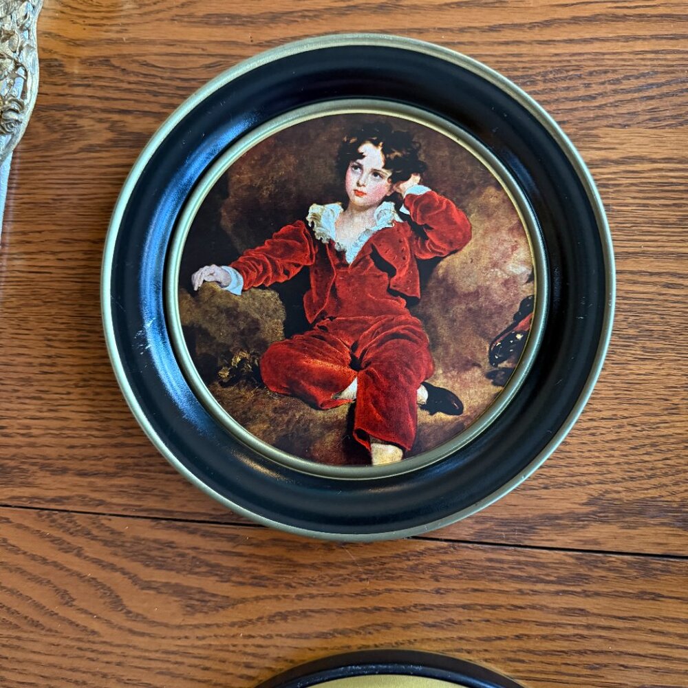 Vintage Tin Classic Picture of Blue Boy & Red Boy - Picture 8 of 15